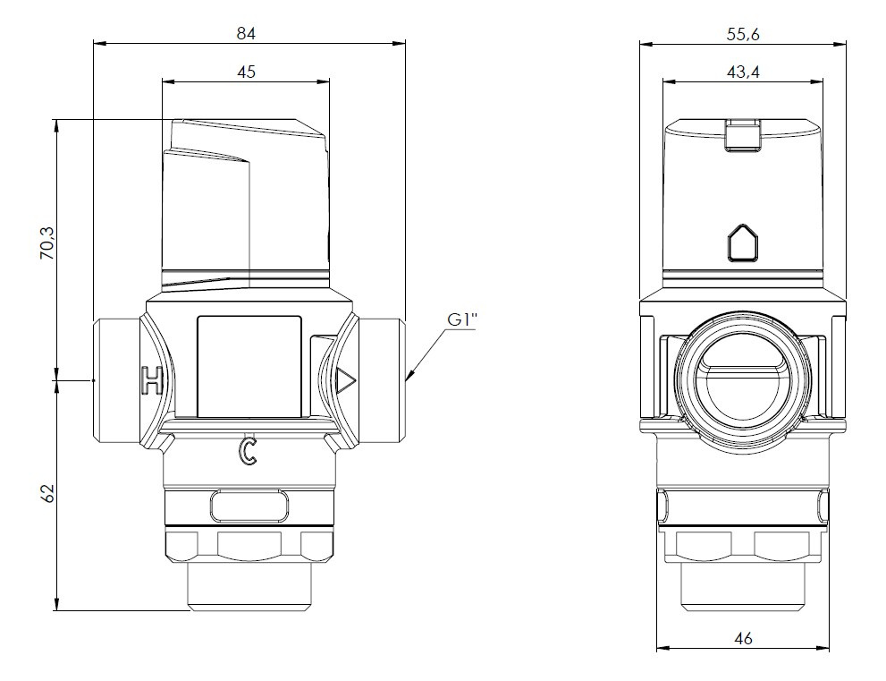 AFRISO ATM 763 DN20, G1", 35-60°C, Kvs 3.2