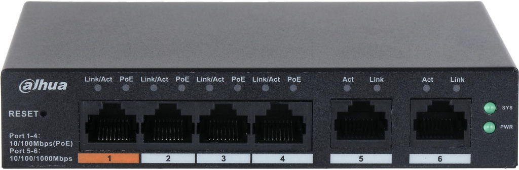 Switch Dahua CS4006-4ET-60 - 6-port switch PoE Ethernet 60W