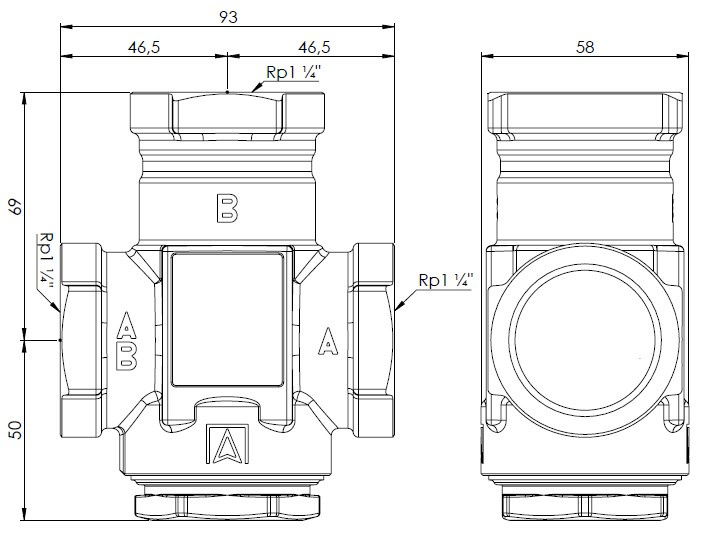 AFRISO ATV 553 DN32 Rp1 1/4 kvs9 45°C
