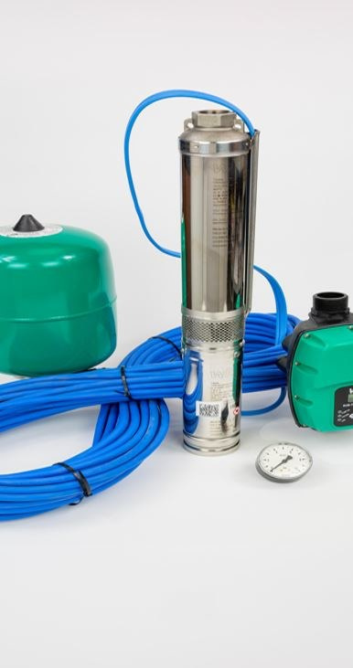 Sats med dränkbar pump med stabilt tryck 150 m