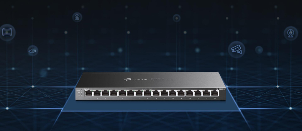 Switch TP-Link TL-SG2016P z 8 portami PoE+ do sieci Ethernet