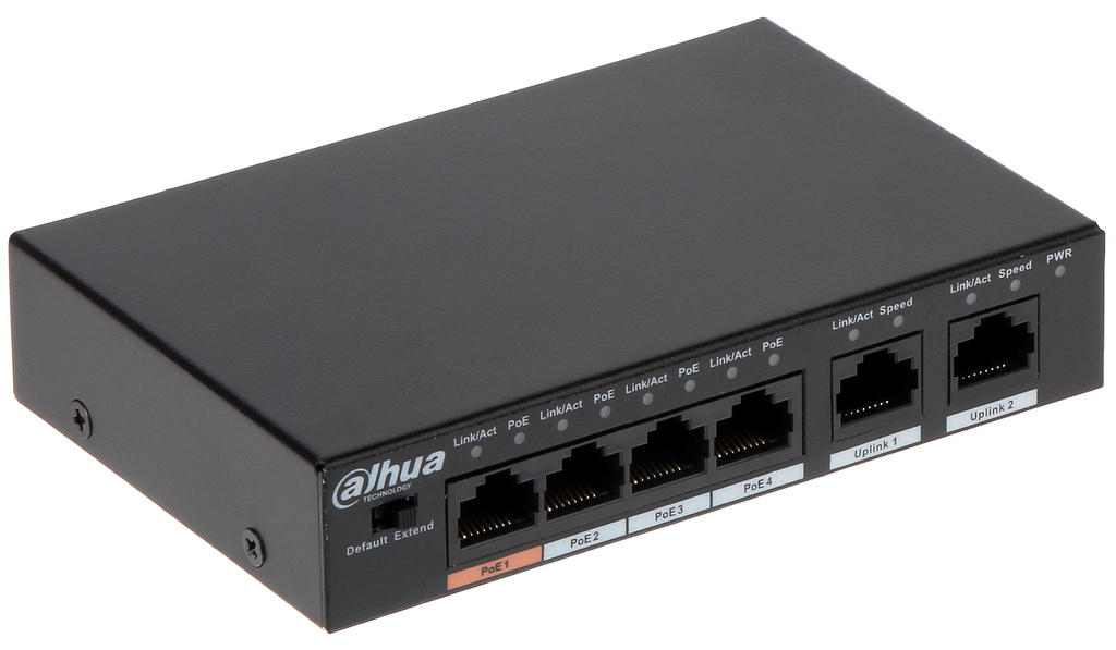 Switch Dahua PFS3006-4ET-60-V2 4x PoE 6-Port 10/100Mbps Netzgerät 60W