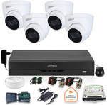 Dahua surveillance set of 4 5Mpx dome cameras with 1TB drive