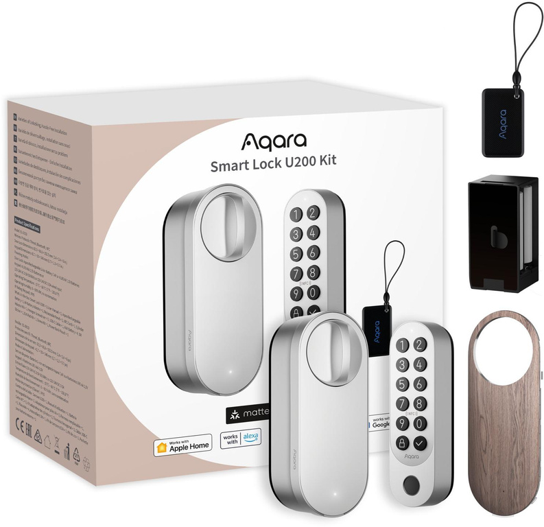 Aqara Smart Lock U200 Kit Argent, HomeKit, Fil, Bluetooth 5.1, NFC