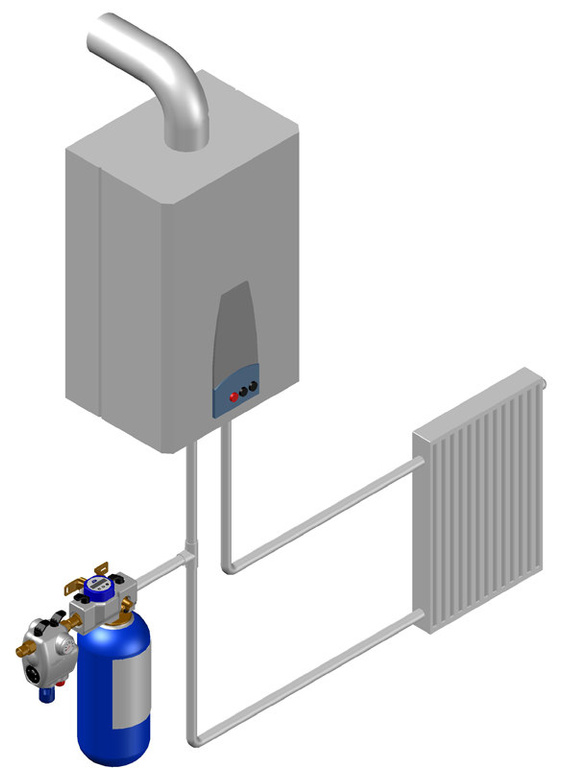 Softener for heating and cooling system cylinder 4L flange 3200 DN15 up to 14 thousand liters