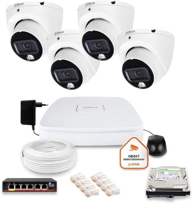 Dahua IP surveillance set of 4 6Mpx dome cameras Disk 1TB