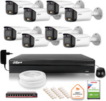 Dahua TIOC 5mpx 2K Kit de vigilancia IP 8 cámaras IPC-HFW3549T1-AS-PV-0280B-S5 DVR con unidad de disco para funcionamiento continuo
