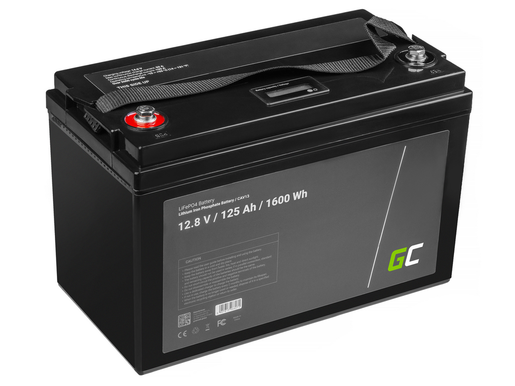 BATTERIA AL LITIO-GELENIO-FOSFATO LiFePO4 Cella verde 12V 125Ah