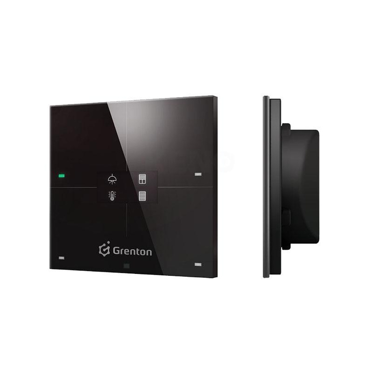 Smart panel Grenton / 4 touch fields / OLED display / TF-Bus / black glass front