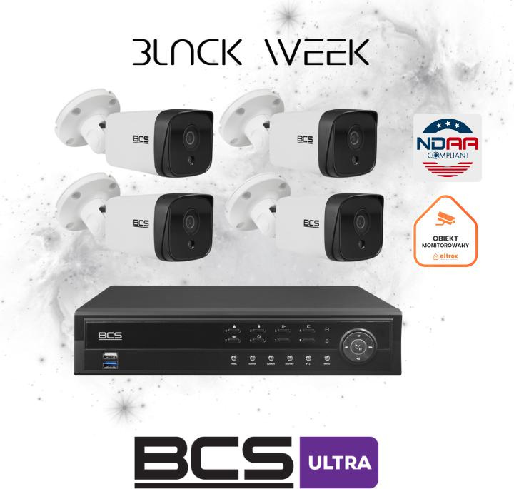 BCS Ultra IP Surveillance Kit 4 IP Cameras BCS-U-TIP38FSR3 6TB NDAA compliant DVR