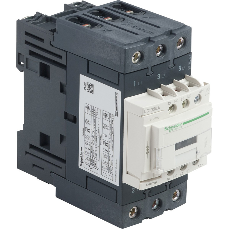 Contactor de potencia TeSys D 50A 3P 1NO 1NC 24VDC bobina EVK bornes caja