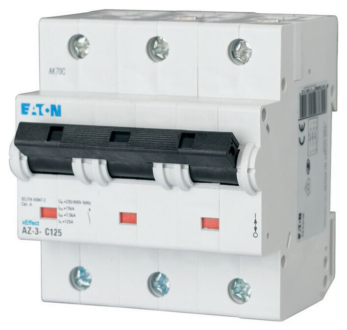 Eaton AZ-3-C100 3-polige overstroomschakelaar karakteristiek C 100 A 25 kA Moeller xEffect AZ serie voor schakelkasten
