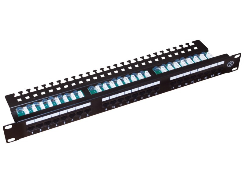 Patch panel UTP kat.5e 24 porty LSA z półką 1U/19"