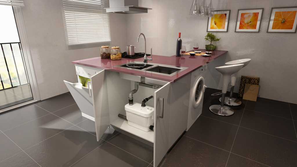 Pompe Sanivite Sil pour lave-vaisselle, buanderie et salle de bains sans toilettes