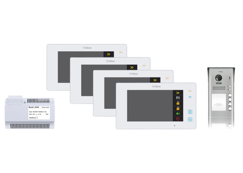 VIDOS DUO 4-Familien-Video-Türsprechanlage 4 x M1021W / S1104A