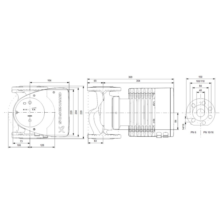 Grundfos Magna1 40-100 F 220 1x230V PN6/10 Electronic Circulating Pump 99221304