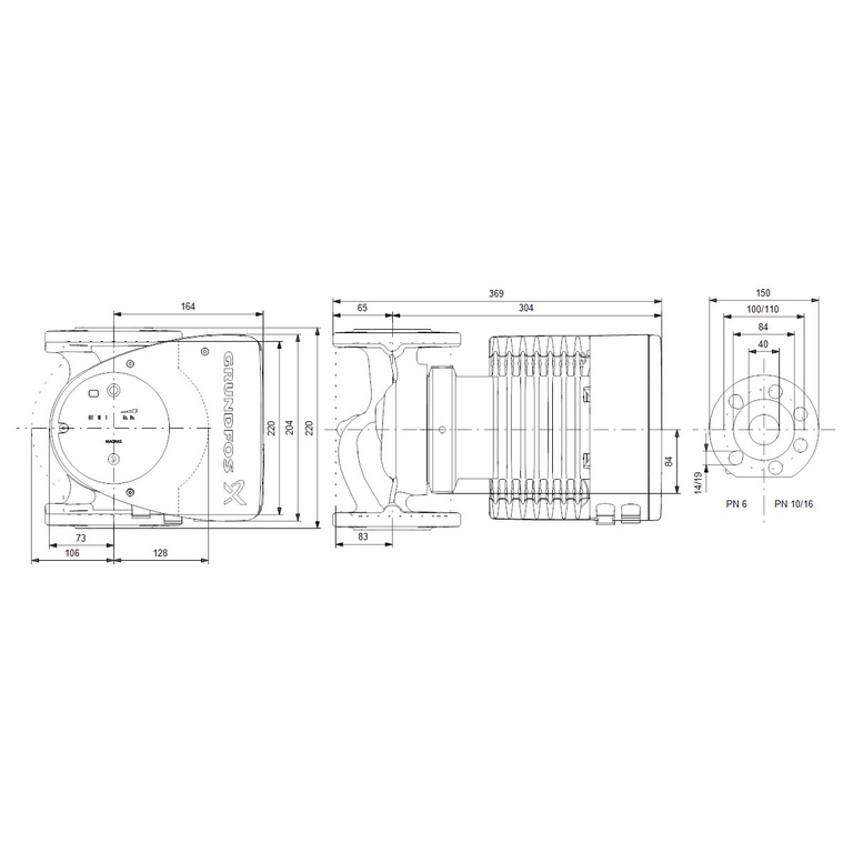 Pompa di circolazione elettronica Grundfos Magna1 40-80 F 220 1x230V PN6/10 99221303