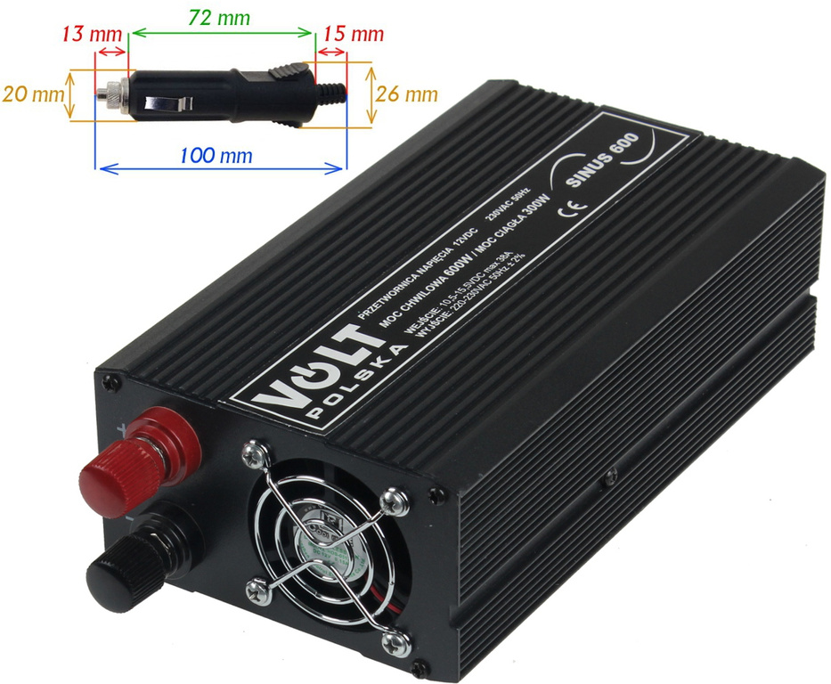 INVERTOR VOLT POLSKA SINUS 600 12V / 230V 300/600W