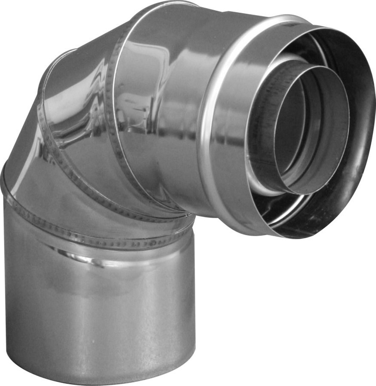 Elbow 87° air and flue pipe DN60/100 silver