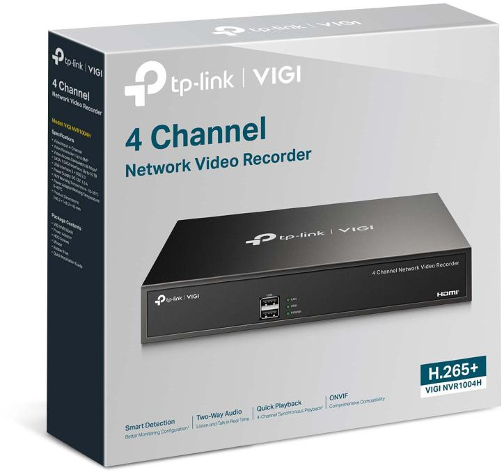TP-LINK IP-recorder VIGI NVR1004H 4 kanalen 8 Mpx HDMI VGA PoE+