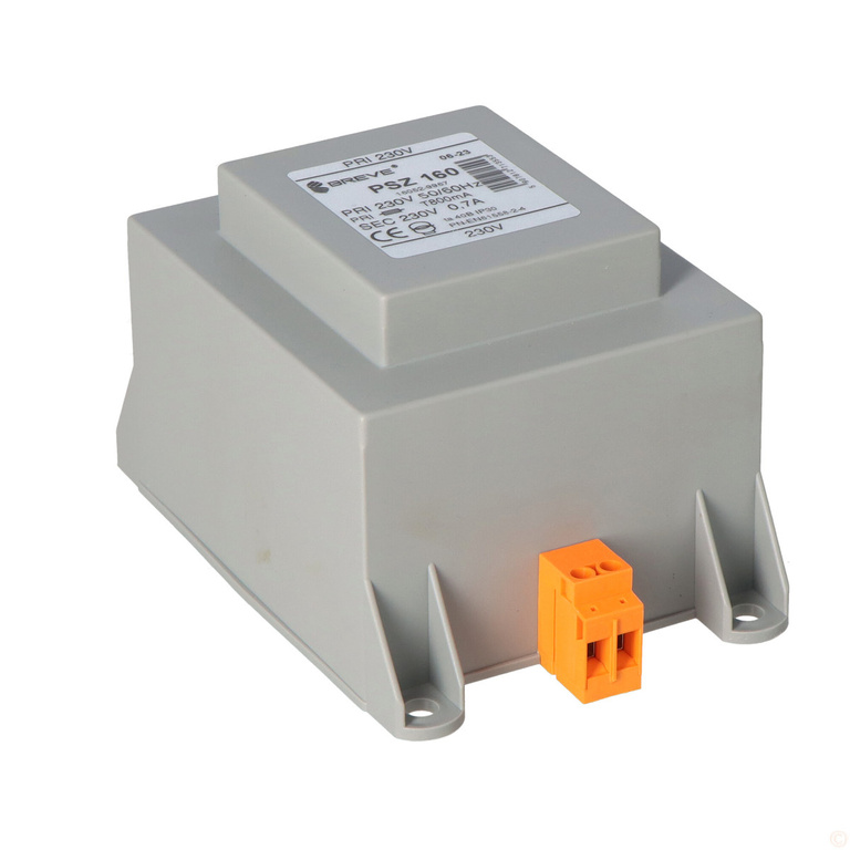 Single-phase transformer PSZ 160 230V to 230V IP30 on DIN rail TH-35 in modular housing with protection