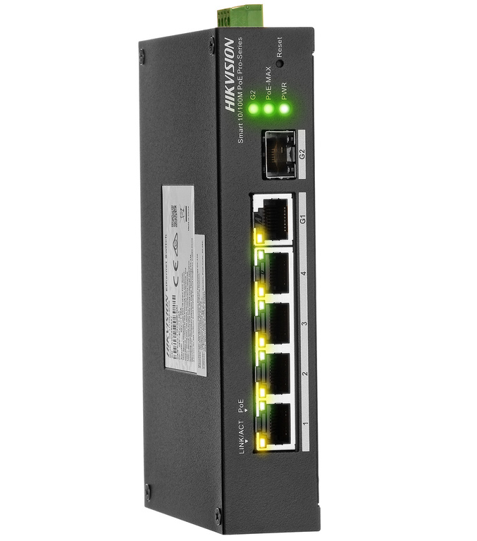 DS-3T1306P-SI/HS - switch industrial PoE 4-port + 1 RJ45 + 1 SFP