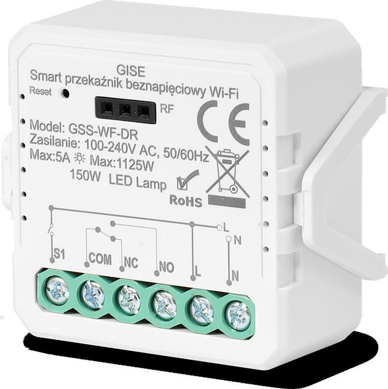 GISE Smart Single Relay Module WiFi sans potentiel | Tuya | GSS-WF-DR
