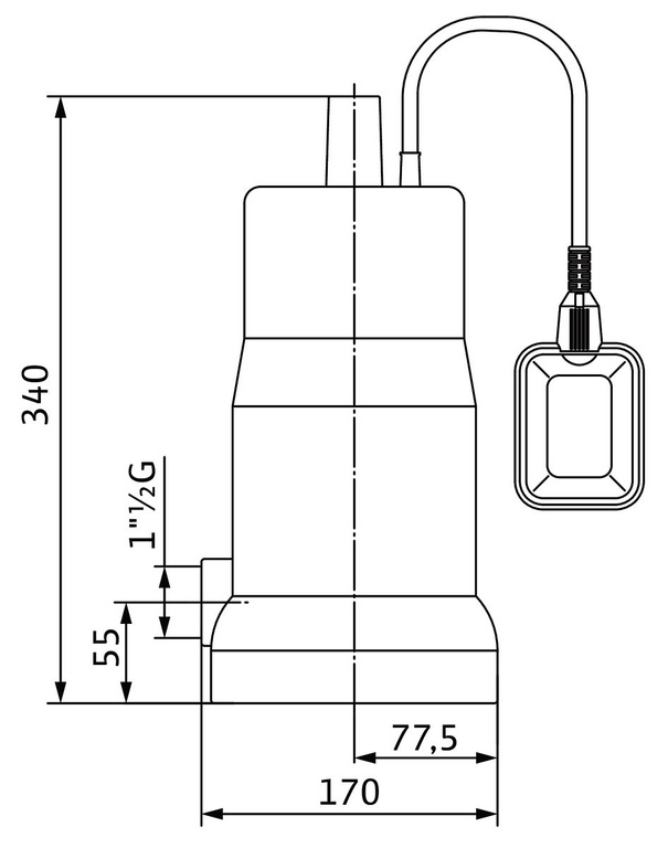 WILO Initial DRAIN 10-7 pompe de drainage pour eaux sales, avec interrupteur à flotteur et câble de 10m