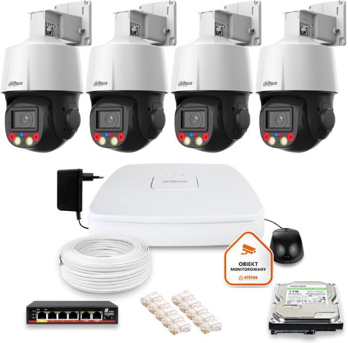 Kit de surveillance IP Dahua avec 4 caméras rotatives de 4MPx et disque dur de 1TB