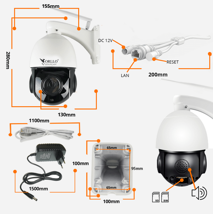 ORLLO Z18 outdoor 4MP rotating SIM IP camera