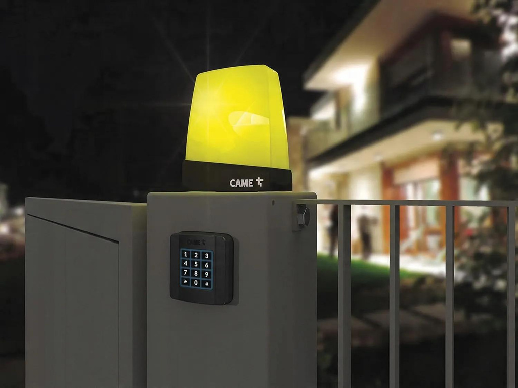 CAME KRX1FXSY 806LA-0030 žlutá výstražná lampa IP54 24V 230V anténa 43392MHz 86835MHz