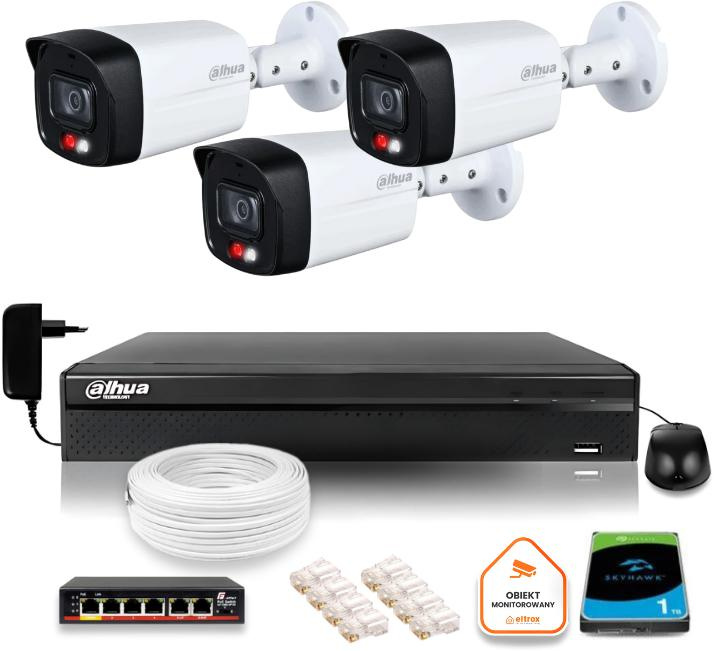Dahua IP surveillance set of 3 4MPx 2K cameras IPC-HFW1439TL1-A-IL with 1TB drive