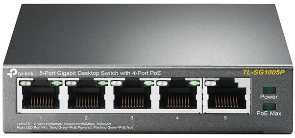 Switch TP-Link TL-SG1005P with 5 Gigabit Ethernet ports