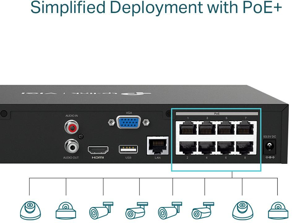 TP-Link Vigi NVR1008H-8P Enregistreur avec 8 ports PoE