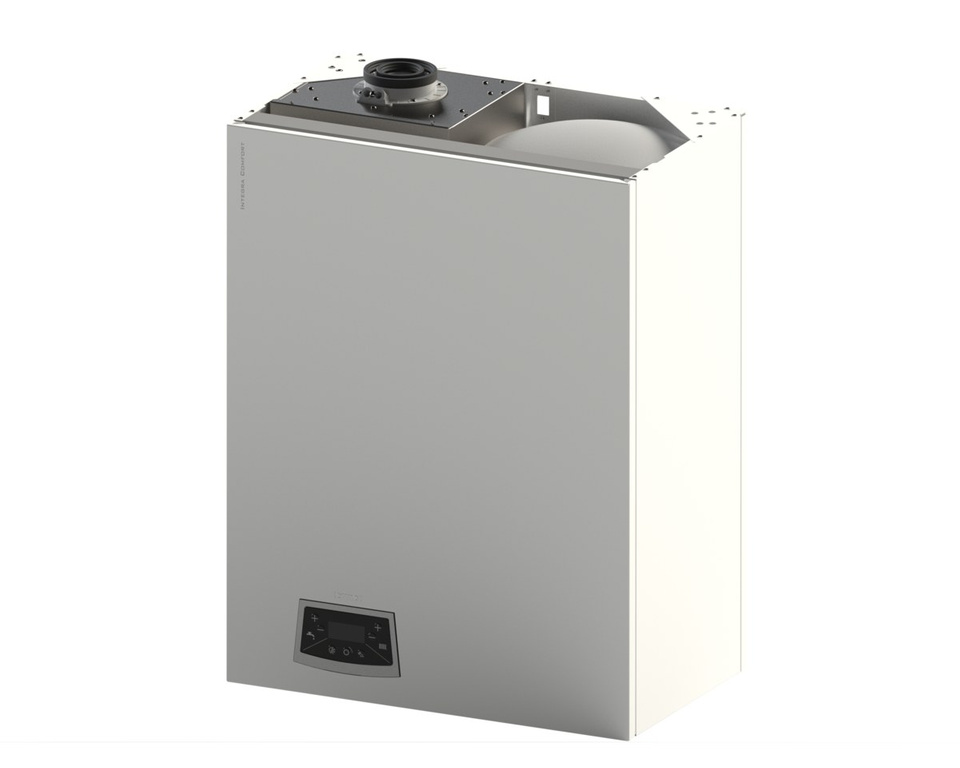 INTEGRA COMFORT 25 kW dual-function gas condensing boiler with integrated storage tank - efficient heating and domestic hot water in one solution.