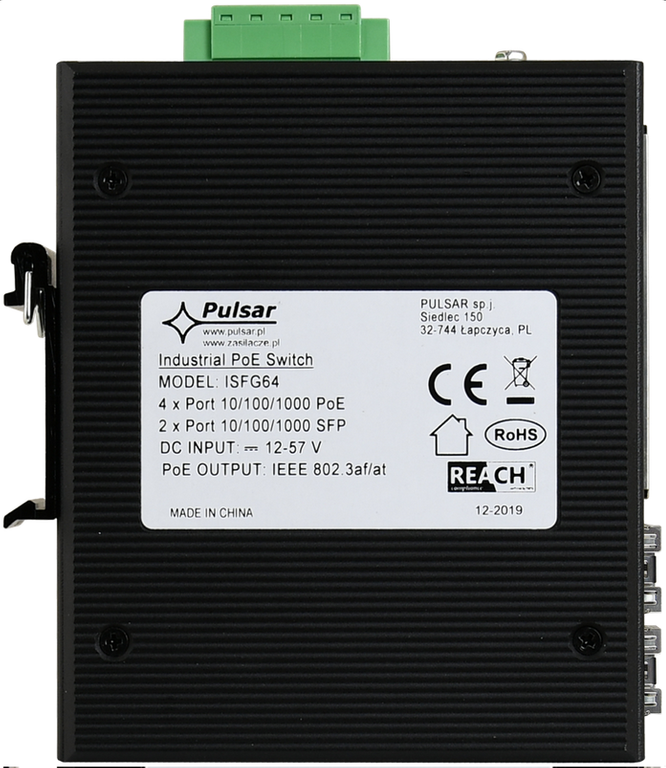 PULSAR industrial switch ISFG64 (4xPoE, 2xSFP)