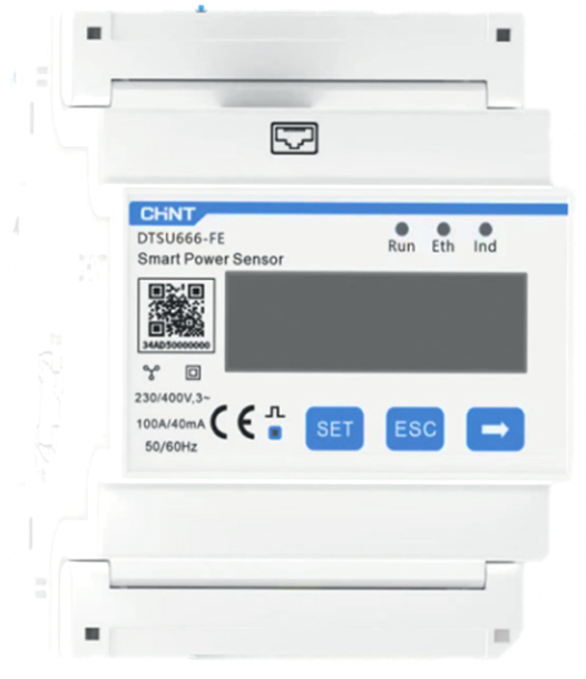 Huawei DTSU666-FE Compteur d'Énergie pour Stations de Recharge de Véhicules Électriques, Triphasé, 3x CT 100A/40mA