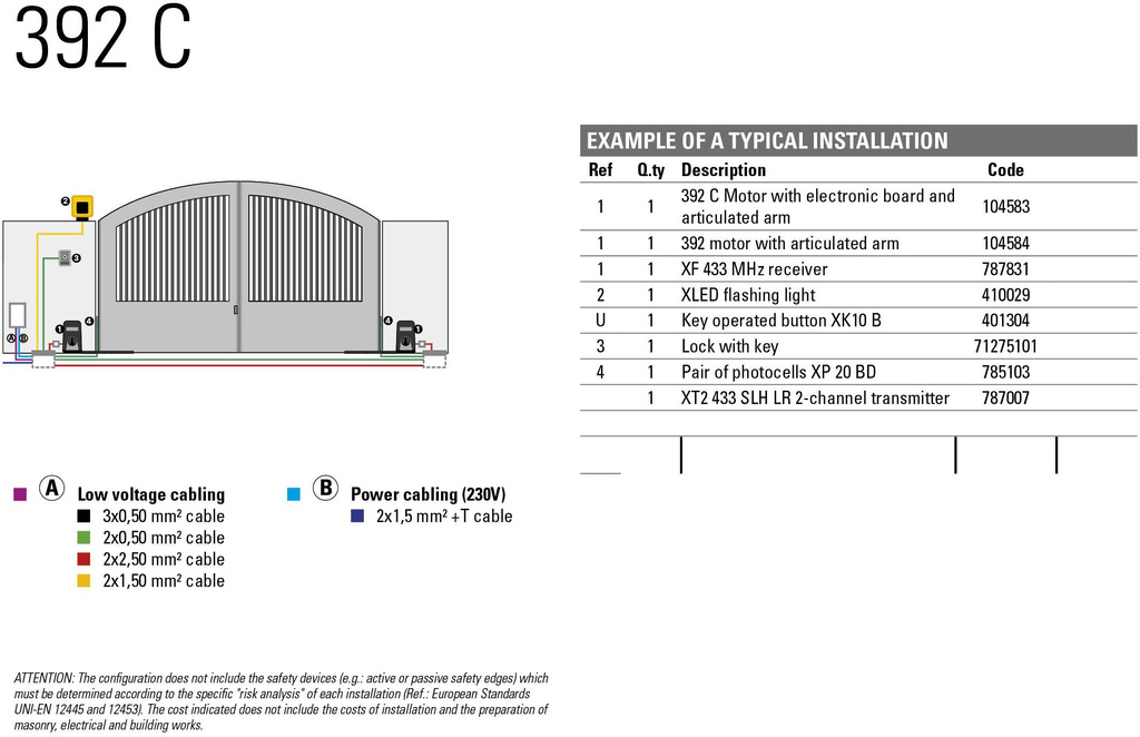 Opérateur FAAC 392 24V pour portails à deux vantaux jusqu'à 5 mètres de longueur de vantail