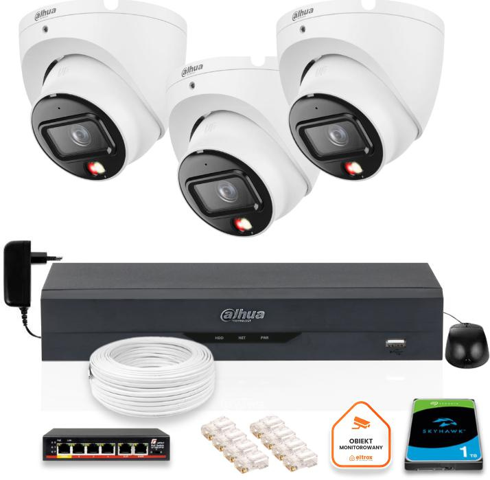 EEN SET VAN 3 Dahua 6mpx IP-camera's IPC-HDW1639T-A-IL-0280B-S6 + DISK 1TB