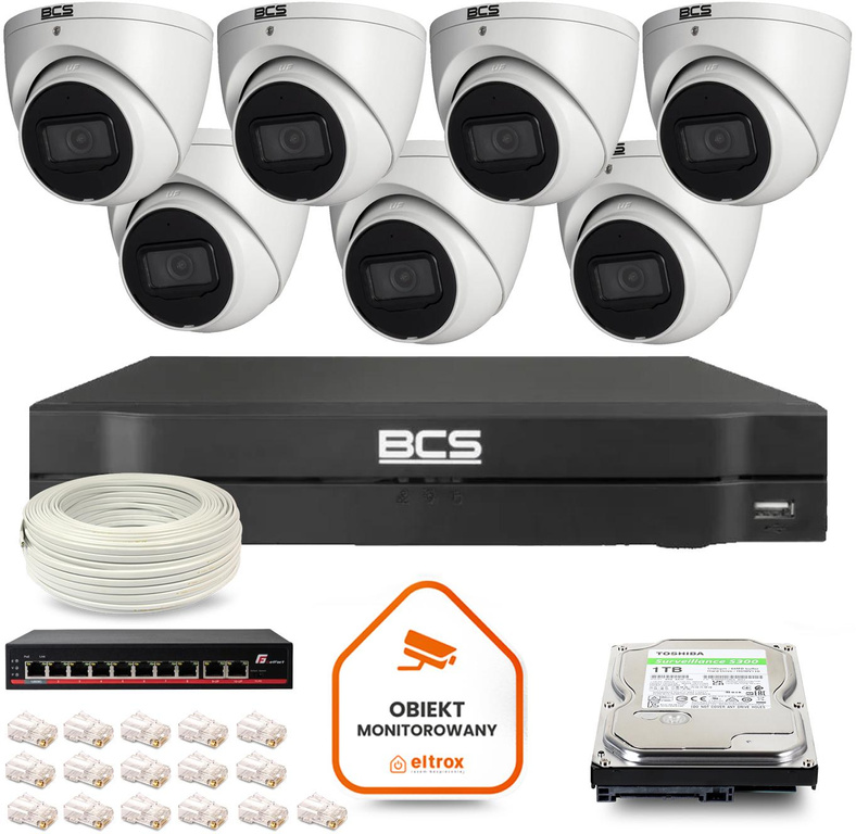 BCS Line IP Surveillance Kit 7x Camera BCS-L-EIP14FSR3-AI1 DVR with 1TB drive