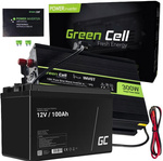 ZESTAW PRZETWORNICA Green Cell 12V/ 230V 300W/600W CZYSTY SINUS + AKUMULATOR AGM GreenCell 12V 100Ah