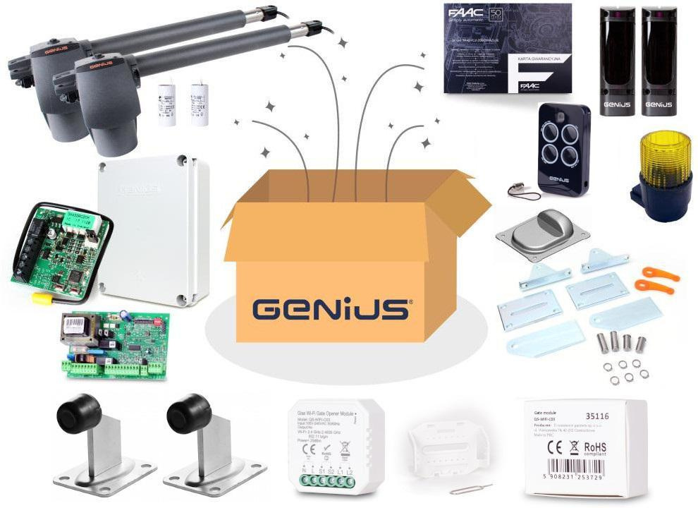 Genius G-Bat 400 Kit für 8m zweiflügelige Tore (Lampe + Fußplatte + Puffer + Wi-Fi Modul)