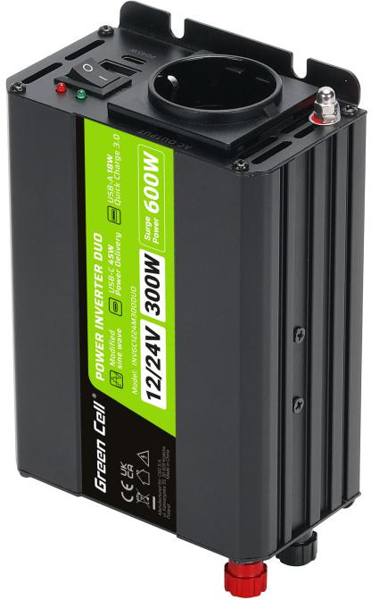 Green Cell DUO 12/24V INVERTER - 230V 300W/600W SINUSOID MODIFIED INVERTER