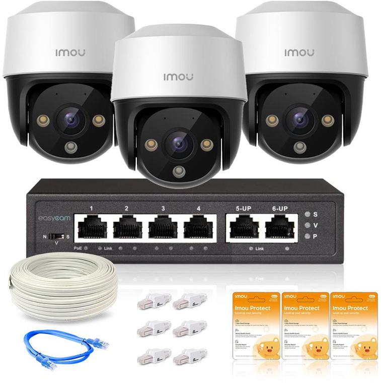Set de trei camere IP Imou Cruiser 4MP POE cu cloud Imou Protect Basic