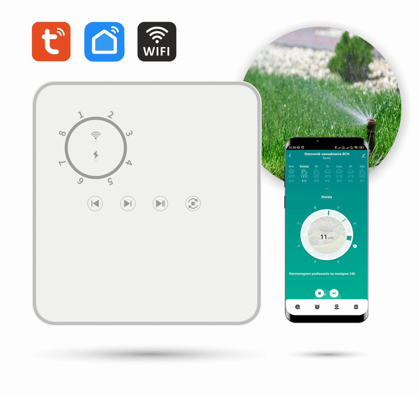 Tuya 8 zone WiFi irrigation kit with power supply