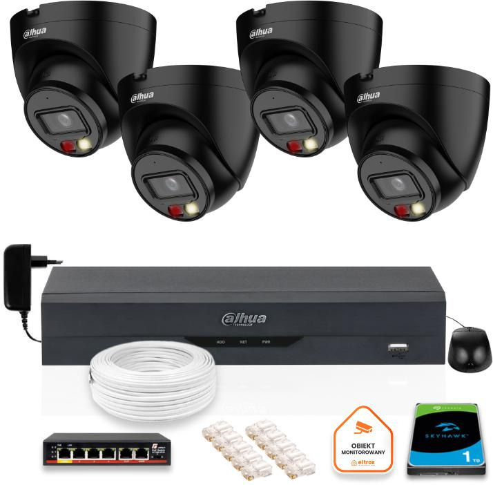 KIT OF 4 Dahua 4mpx IP Cameras IPC-HDW1439V-A-IL-BLACK + 1TB DISK