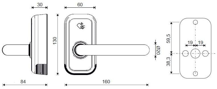 Compact WFE L730-EU electronic door handle