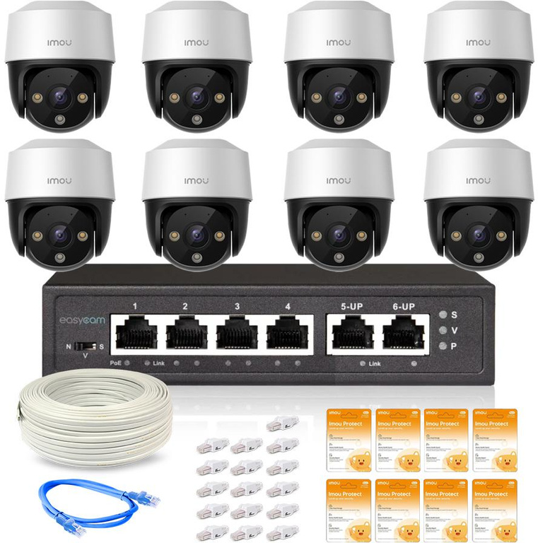 Set of eight Imou Cruiser 4MP POE IP cameras with Imou Protect Basic cloud service