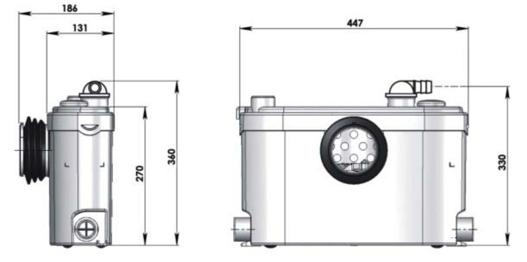 Sanislim macerador para inodoro, lavabo, ducha y bidé, altura 2m, desagüe 40mm