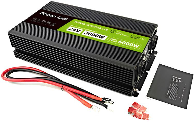 Green Cell PowerInverter LCD 24V -> 230V 3000/6000W CLEAN SINUSOIDA